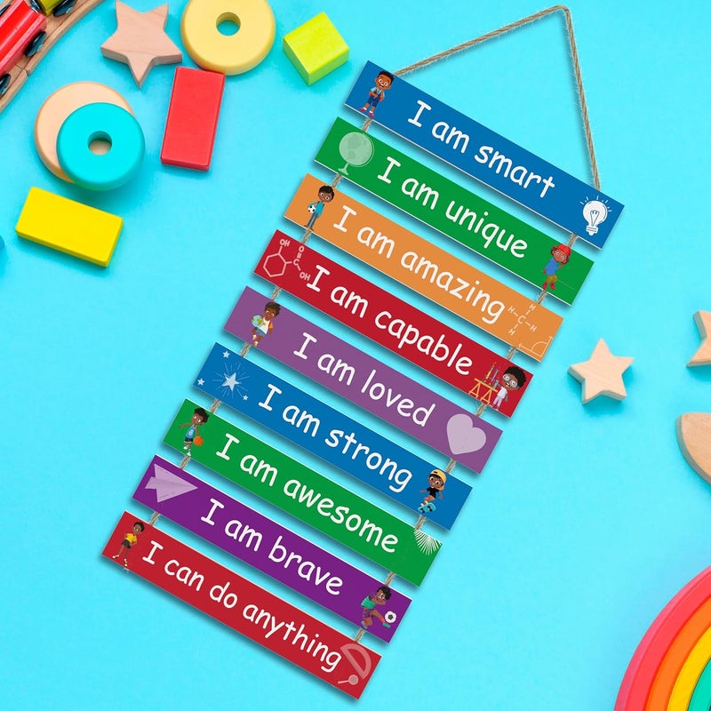 UBTKEY Kids Room Decor, Set of 9 Pieces Boys Room Wall Art, Motivational Wall Decor Wall Hanging Plaque for Kids Bedroom Playroom Bathroom Decorations - Image 2